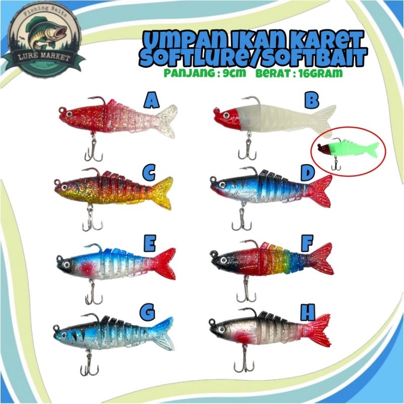 Umpan Ikan Karet Soft lure Soft BaitPanjang 9cm
Berat 16 gr