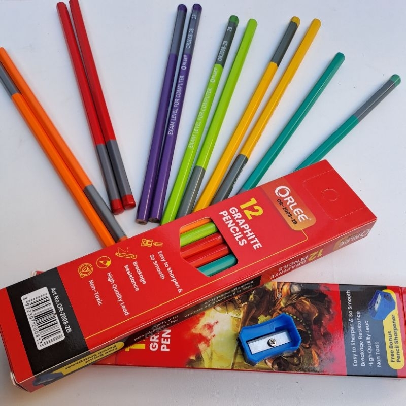

(12 pcs) Orlee Graphite Pensil 2B Plus Rautan pensil/ Pensil Komputer Warna Warni/ Pensil Ujian Komputer