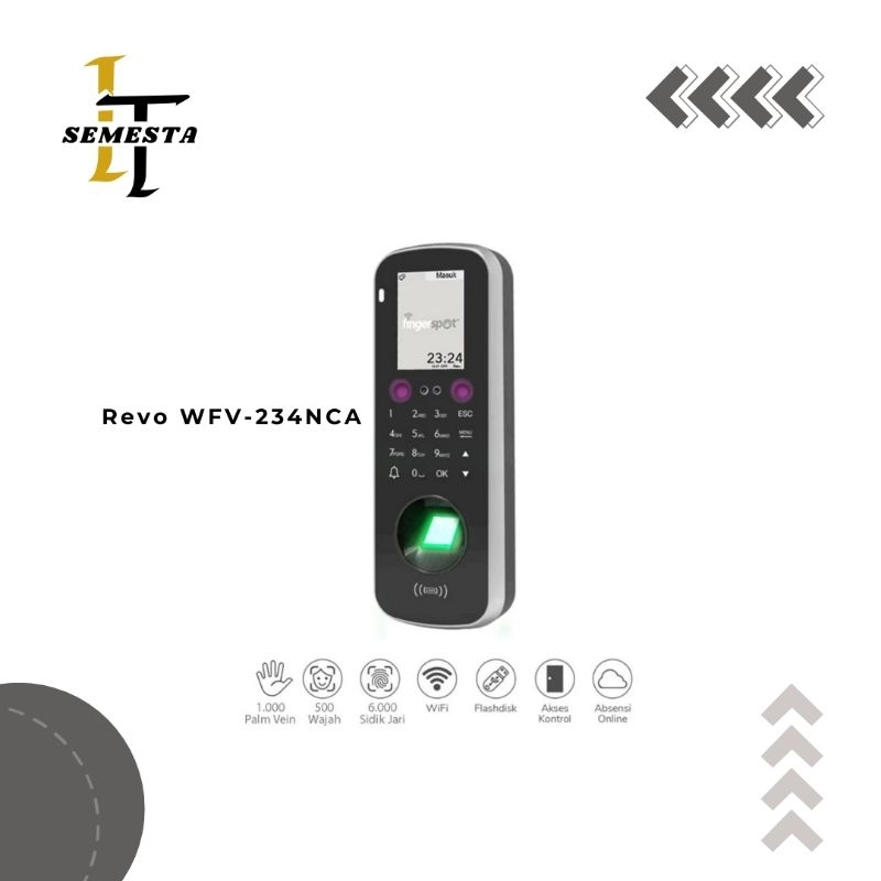 Fingerspot Revo WFV-234NCA - Mesin Absensi Wajah, Telapak Tangan, Sidik Jari, dan Kartu WiFi/LAN Onl