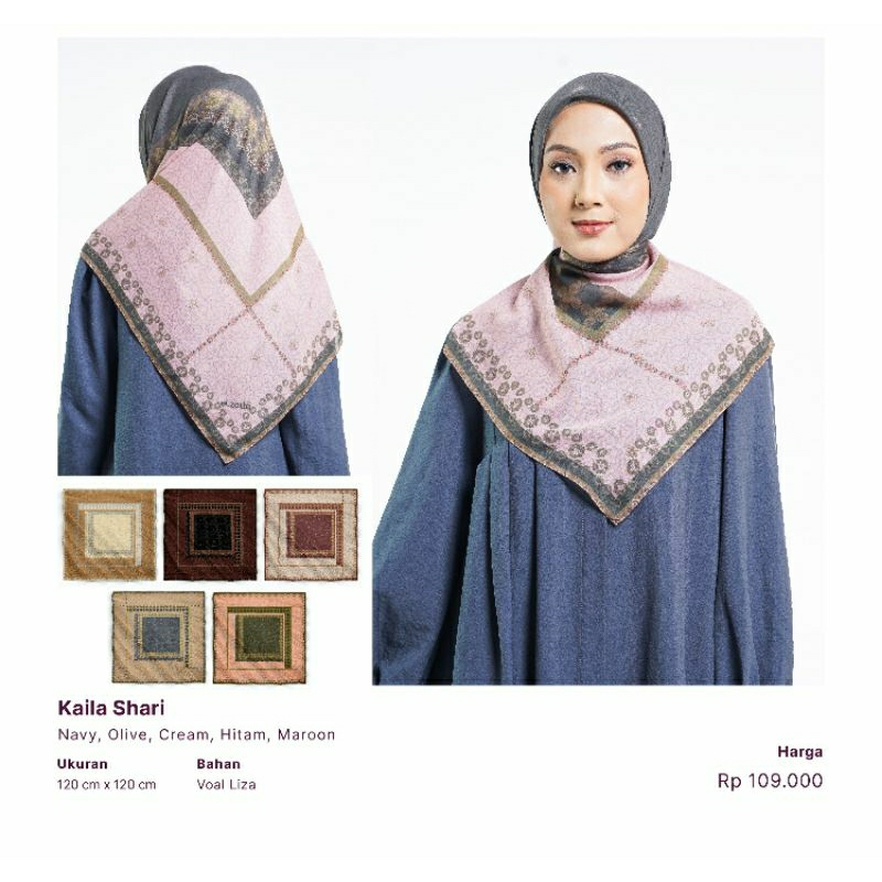 ELZATTA HIJAB KAILA SHARI VOAL HIJAB SEGI EMPAT MOTIF KEKINIAN