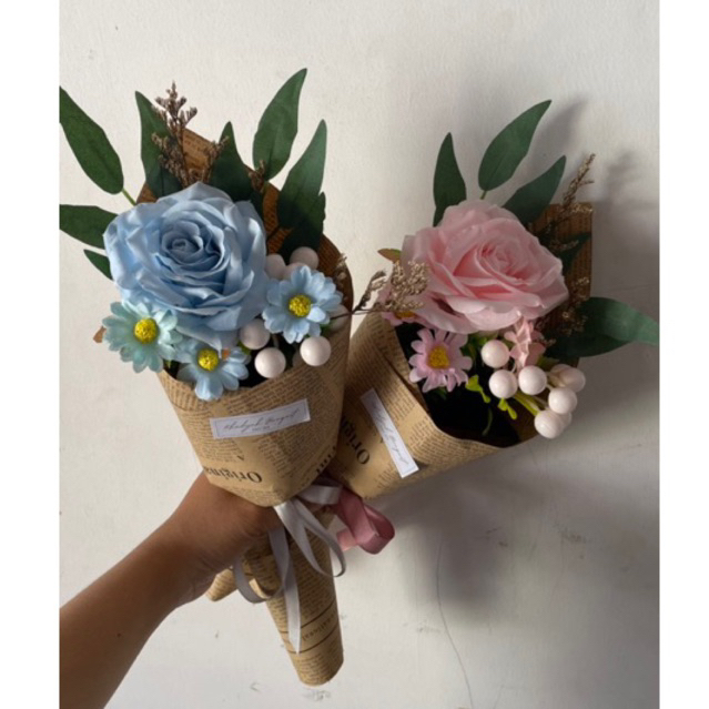 Buket Bunga Artificial Mini Buket bunga palsu kecil lucu
