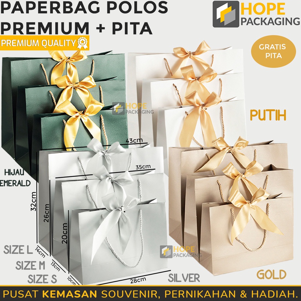

MAKSIMAL Paper Bag Polos Premium Pita Paper Bag Import Dan Pita untuk bingkisan hampers