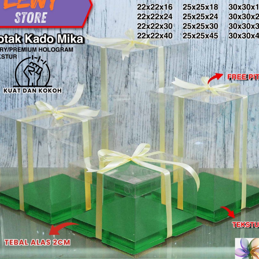 

KI3 Cake Box Mika Dus Kue Kotak Kue 3x3 cm Tutup Transparant PET