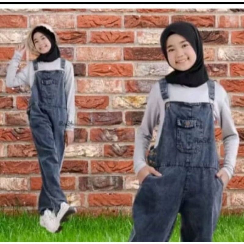 Overall Celana Anak Kodok Perempuan - Jumpsuit anak² usia 2-13 tahun - Bahan Jens wash premium