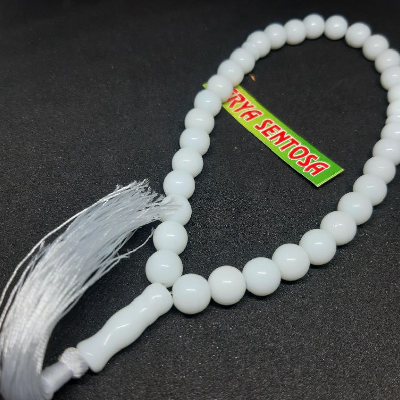 DISKON BESAR TASBIH BATU GIOK PUTIH 1MM 33 BUTIR
