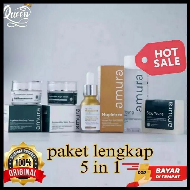 PAKET 5 IN SKINCARE AMORA SERUM GOLD vit C RETINOL SIANG DN MALAM