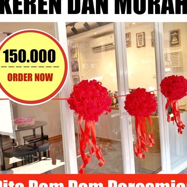 

Ekstra DQueen Florist Pita Peresmian Pom Pom Acara Grand Opening Potong Pita Gedung Kantor Custom Warna Dan Ukuran