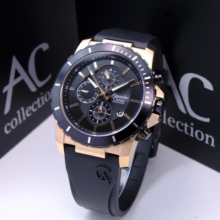 Jam tangan pria alexandre christie ac 6141 ac6141 rubber original