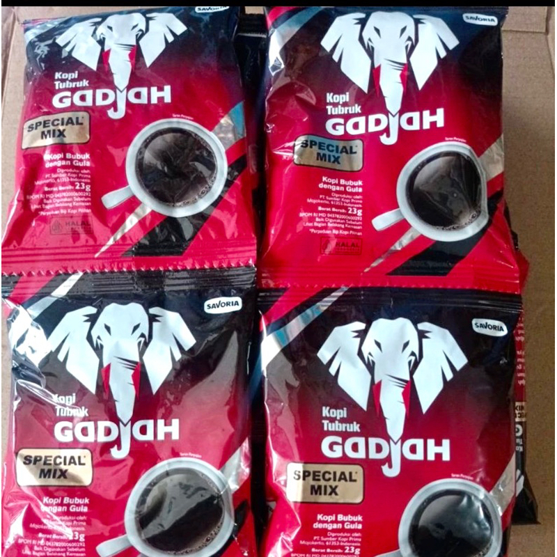 

Kopi Gadjah 23gr kopi hitam plus Gula Gajah renceng - renteng