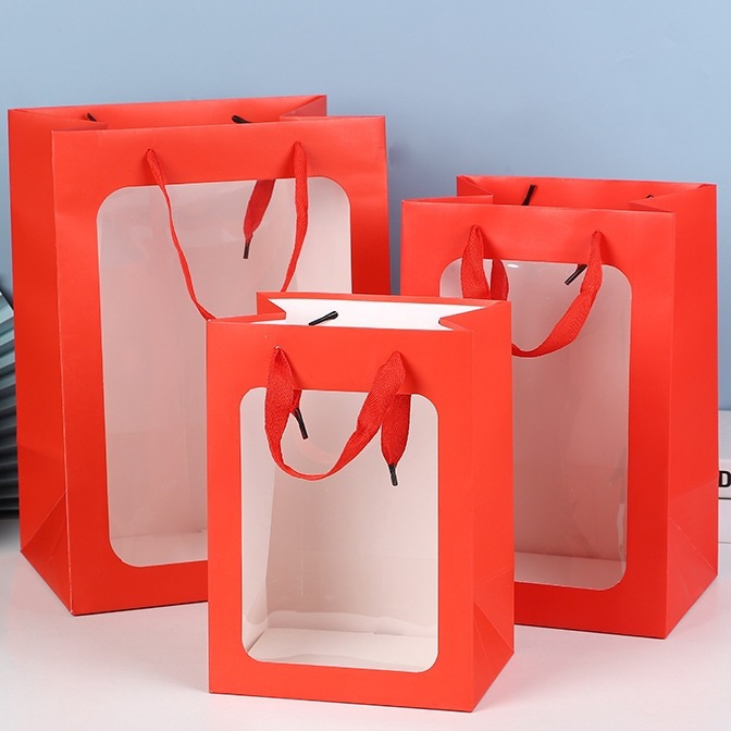 

KP8 5 Pcs Paper Bag Mika Transparant Tas Belanja Tas Souvenir GoodieBag Tas Hamper
