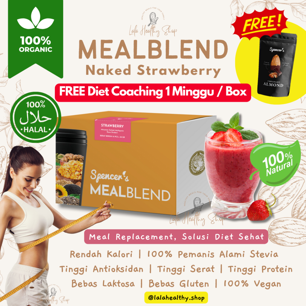 

[PROMO] Spencer's MEALBLEND Naked Strawberry (15pcs) + FREE Slim Coaching & Konsultasi | Pengganti Makanan Sehat Bernutrisi Spencers MEAL BLEND