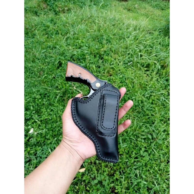 HOLSTER REVOLVER POLRI SARUNG SENJATA KULIT BERKUALITAS MODEL SLIP DALAM