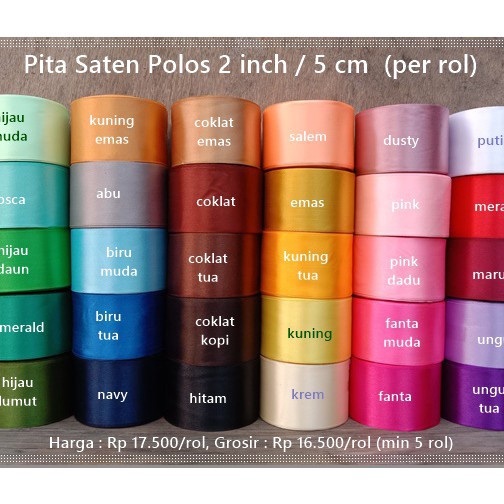 

Tawaran PSP13 Pita Saten Polos 2 inch per rol