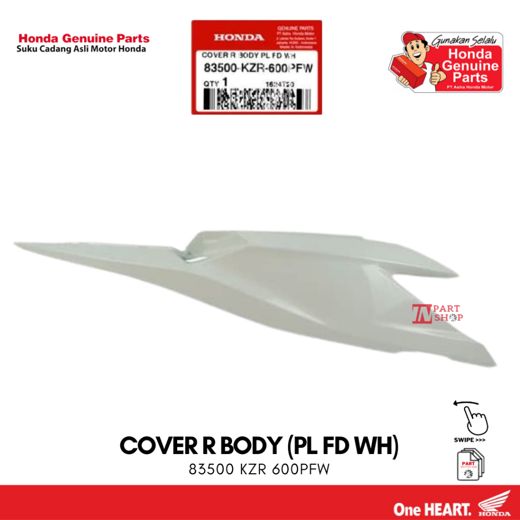 Cover Body Belakang Kanan Putih (Cover R Body (PL FD WH)) – Vario 125 FI / 83500-KZR-600PFW