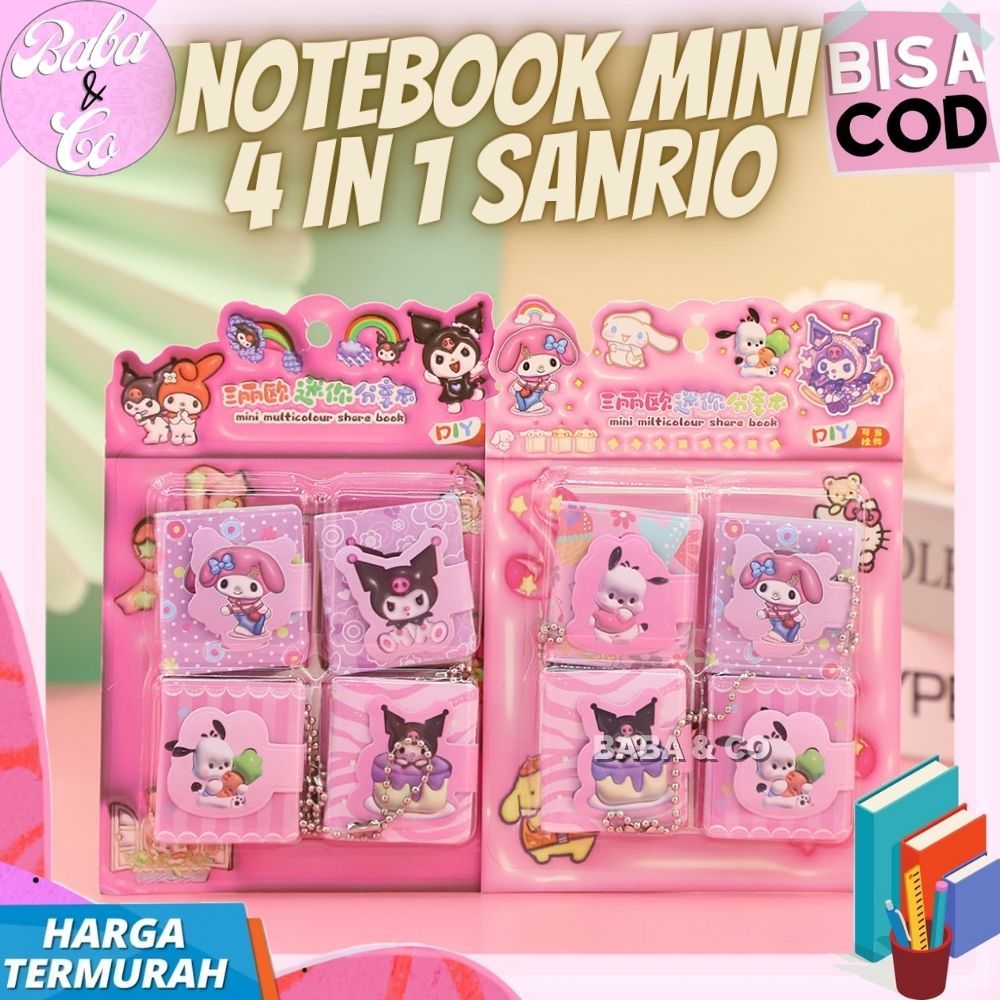 

NOTEBOOK 4 IN 1 SANRIO BUKU MINI GANTUNGAN LUCU BUKU SANRIO 1 SET 4pcs BUKU KECIL SANRIO