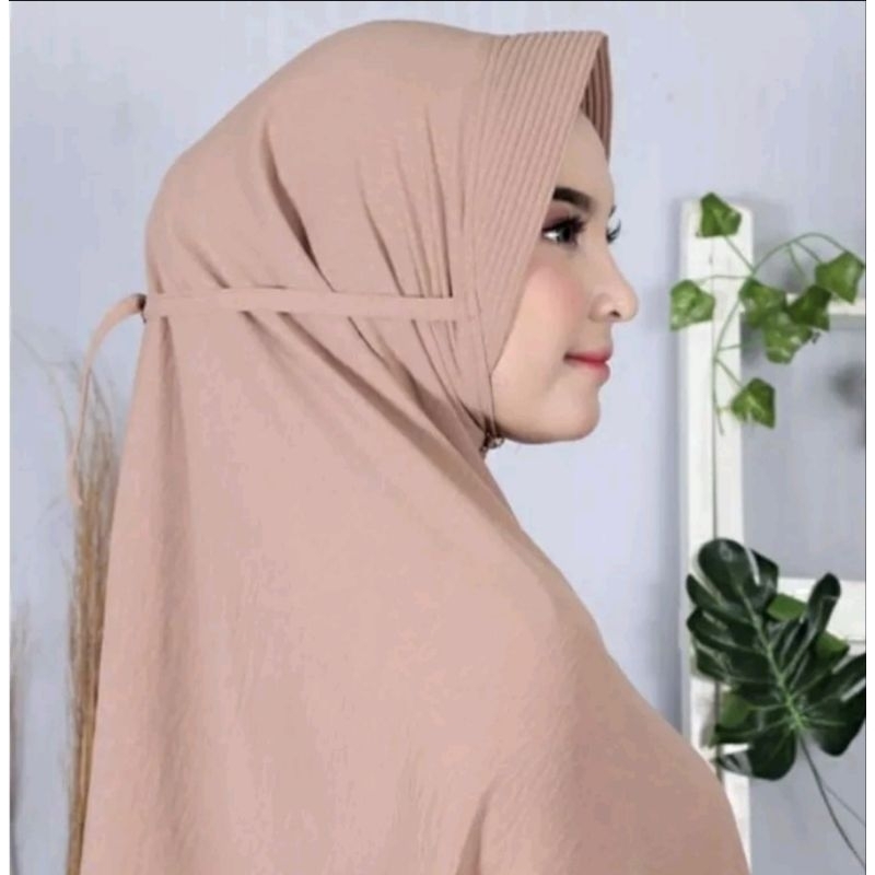 Bergo Maryam Pet Tali Size M Crinkle Airflow Premium Hijab Kringkel Airflow Jilbab Ped Antem Busa