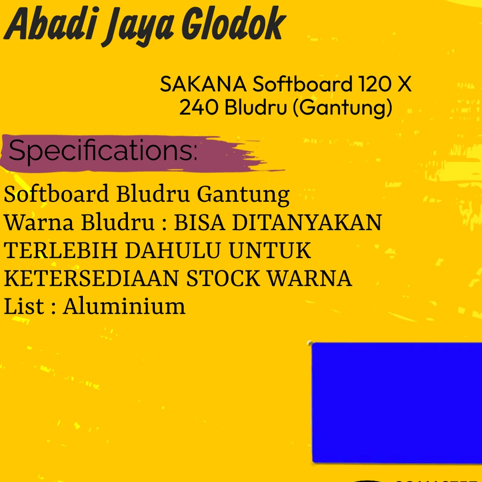 

SAKANA Softboard 120 X 240 Bludru (Gantung)