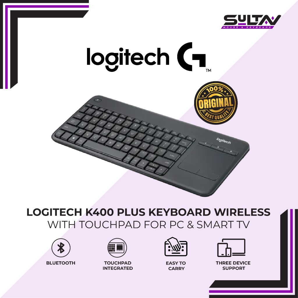 Keyboard Logitech K400 Plus - Logitech K400 Plus Keyboard Wireless dengan Touchpad