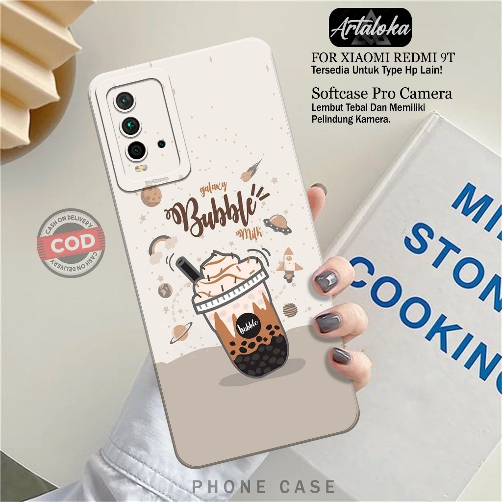 Softcase Hp Xiaomi Redmi 9T Fashion Case Boba Case Xiaomi Redmi 9T Silikon TPU Pro Camera Casing Xia