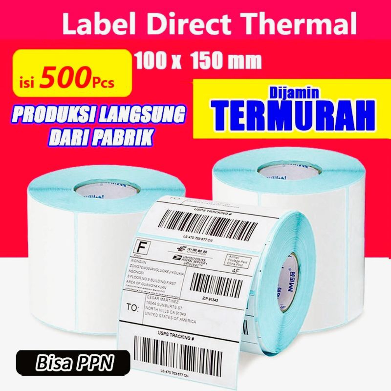 

Label Thermal 100x150 | Kertas Thermal 100x150 isi 500pcs | Sticker Thermal Siap Tempel