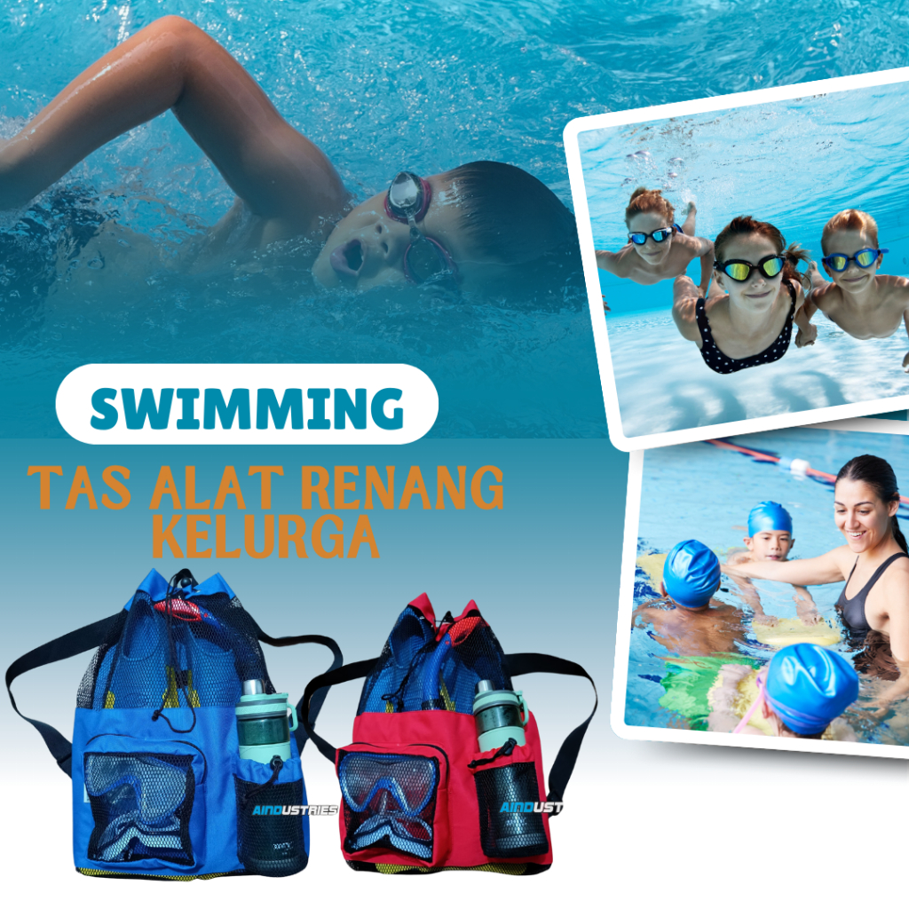 Tas Renang Genong Anak Laki Laki Dan Perempuan Ransel Jaring Perlengkapan Peralatan Renang