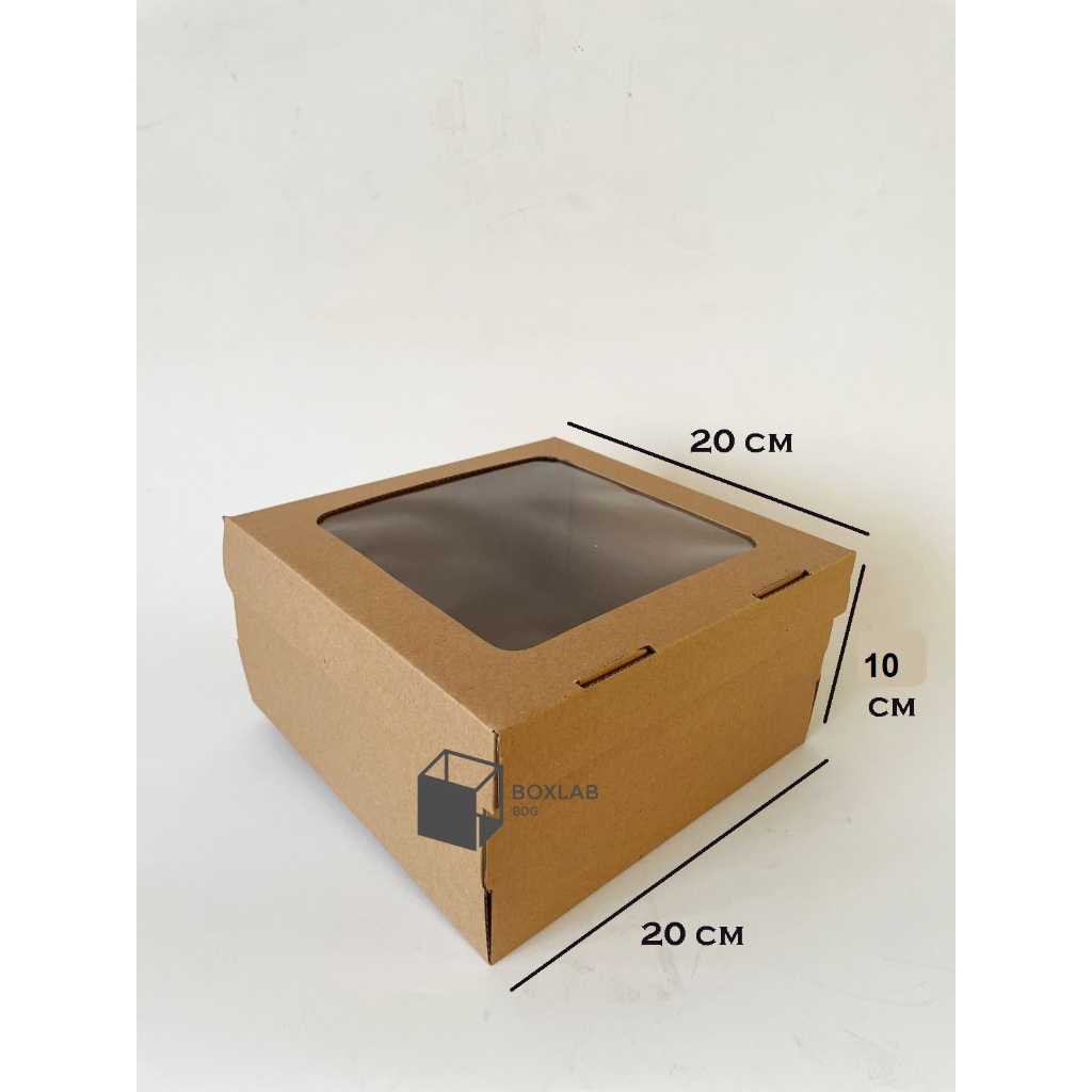 

Box Jendela Mika 20x20x10 cm, Box Cake Tart Puding, Kotak Kue, Packaging E flute CM 202010