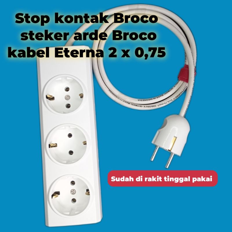 Stop kontak broco rakitan kabel eterna  Stop kontak Broco / steker Broco  / kabel eterna  2 x 0,75