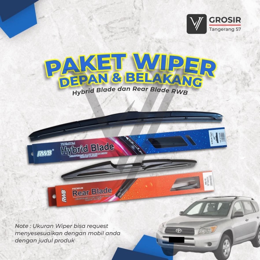 RWB Paket Wiper Rav4 RAV 4 2006-2012 Depan Belakang 3 Pcs