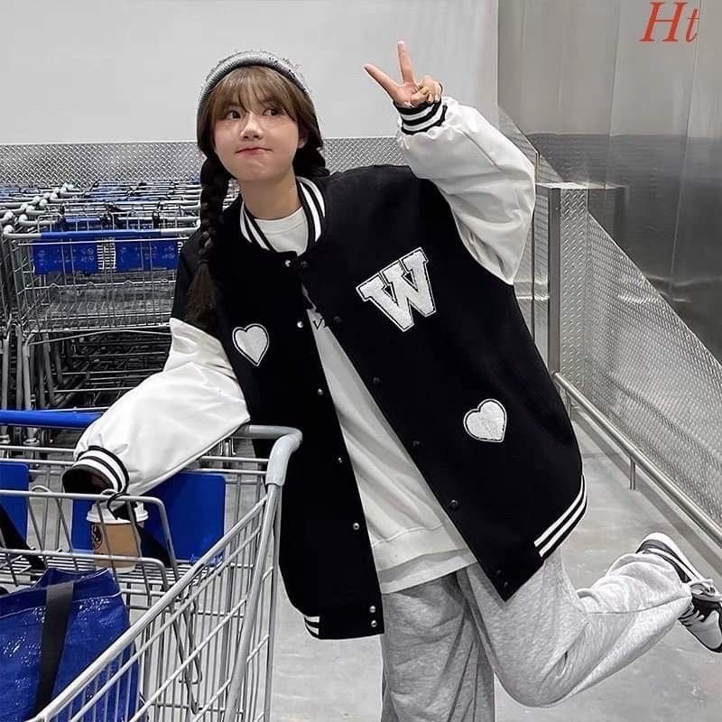 Jaket Baseball Big Size ( S - 6XL ) W LOVE With Love (BISA CUSTOM INISIAL/WARNA/SABLON/BORDIR) Jaket