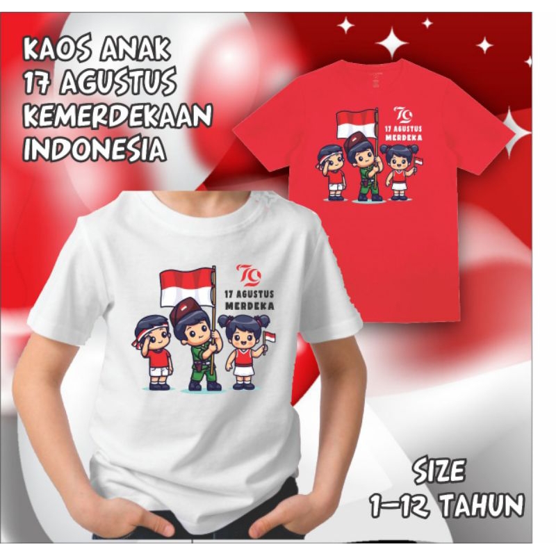 kaos anak 17 Agustus merah putih