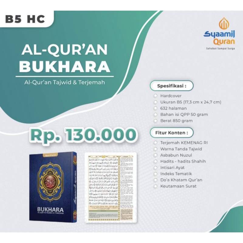 ALQURAN BUKHARA B5 TAJWID DAN TERJEMAH BY SYAAMIL QURAN