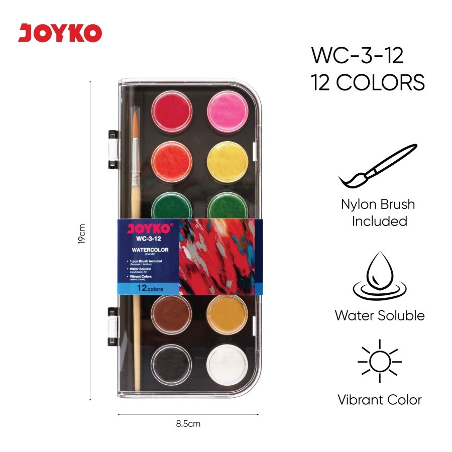 

Watercolor Set Cat Air Joyko WC-3 - 12 Warna Watercolour Cat Air Pocket Colors