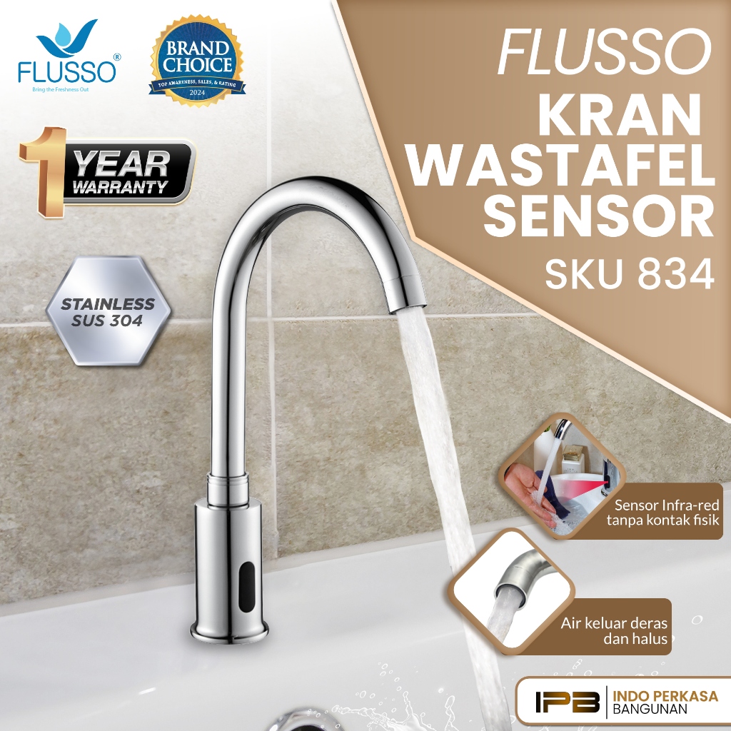 FLUSSO KRAN SENSOR KERAN WASTAFEL OTOMATIS KRAN ANGSA WASTAFEL SENSOR | KRAN KAWT SENSOR | 834