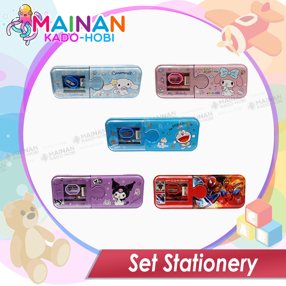 

PAKET 5 IN 1 SET ALAT TULIS KOTAK PENSIL KALENG SERUTAN PENGHAPUS PENGGARIS PENSIL KARAKTER DORAEMON KUROMI MELODY CINNAMOROLL