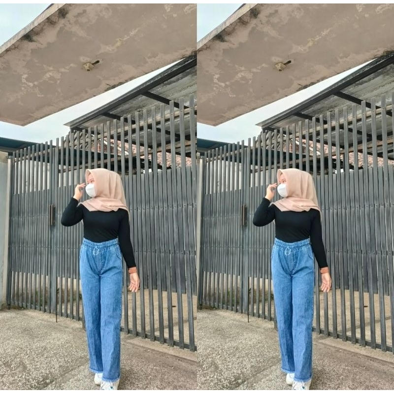 CELANA KULOT JEANS WANITA OOTD KEKINIAN KULOT JEANS RAWIS CELANA JEANS SNOW BLUE