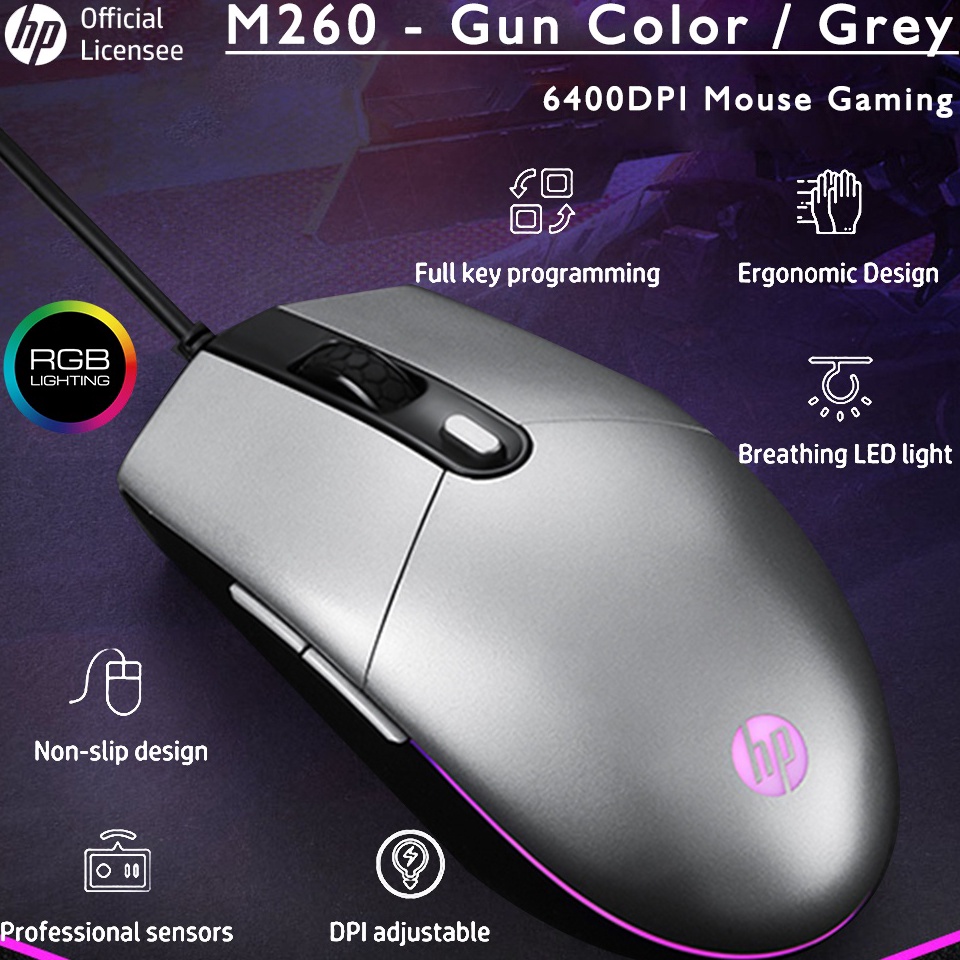 KODE E8L Mouse Gaming HP M26  64DPI RGB 6Button Macro Mouse Software  Grey