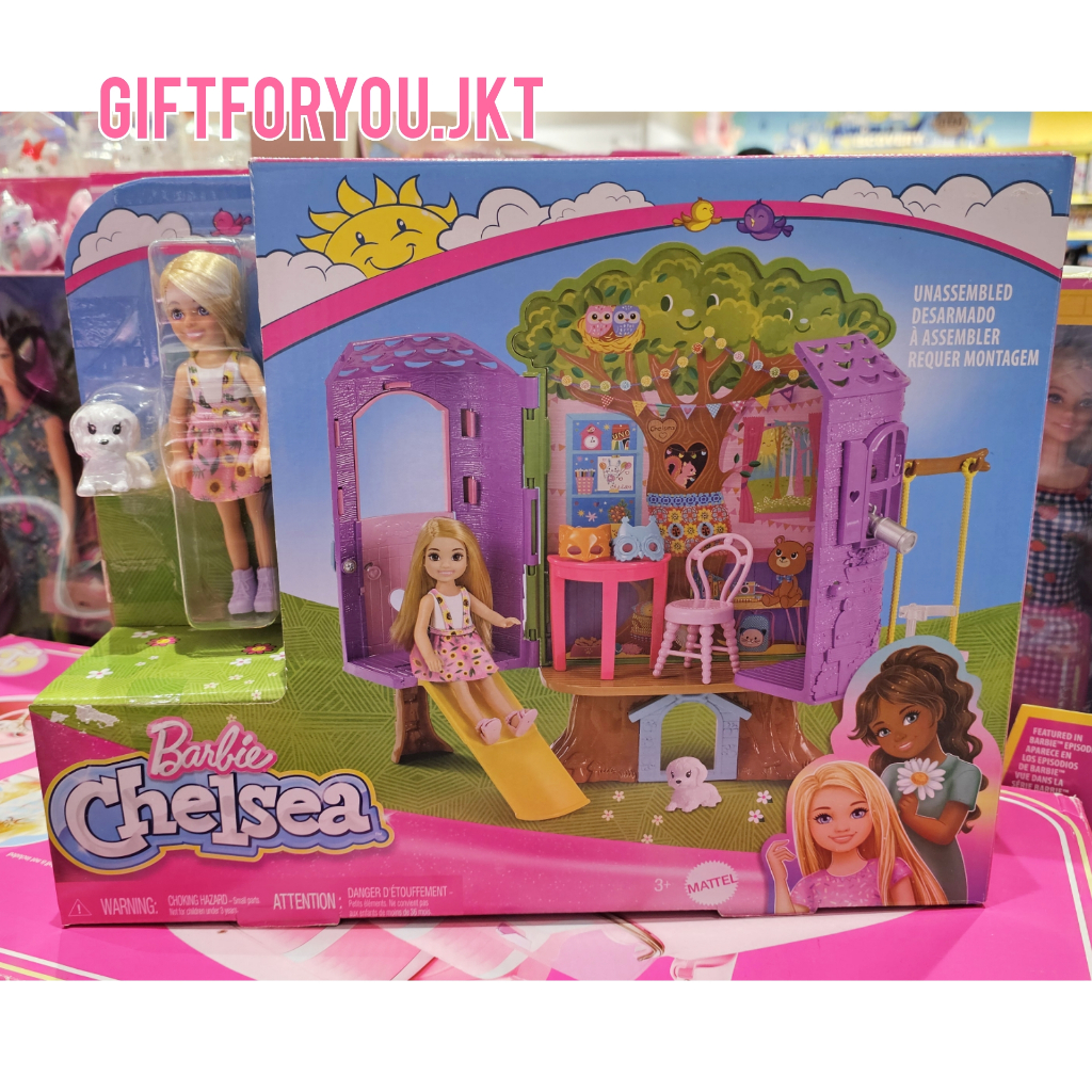 Barbie Club Chelsea Treehouse Original Mattel Rumah Pohon Boneka Mainan Anakk Doll Playset Mattel
