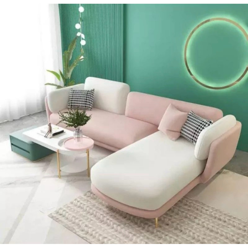 Sofa Letter L Minimalis Modern Kursi Ruang Tamu Model Terbaru jati premium