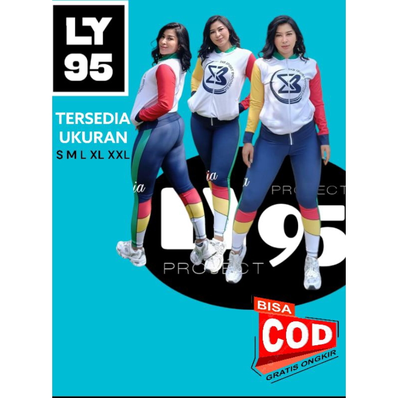 SET PAKAIAN OLAHRAGA WANITA SXB SPORT JACKET PUTIH DAN LEGGING Senam/Zumba/Aerobic/Gym