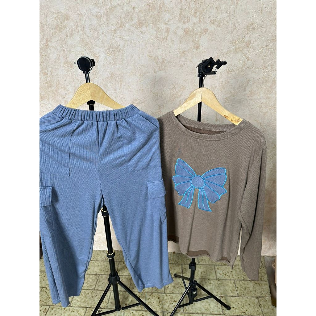 SET CELANA BAJU KARGO BAHAN KNIT PITA