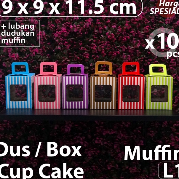 

Hot Paket 1 pcs Box Muffin L1 Dus Cupcake Lubang Motif Warna Warni