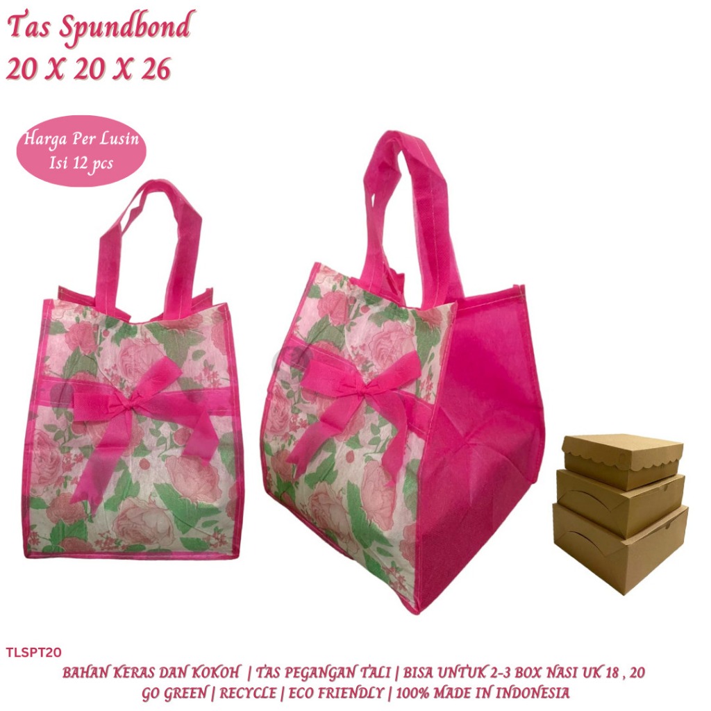 

Tas Spunbond Tas Hajatan Pita Goodie Bag 20x20 Cm (Isi 12 Pcs-TLSPT20)