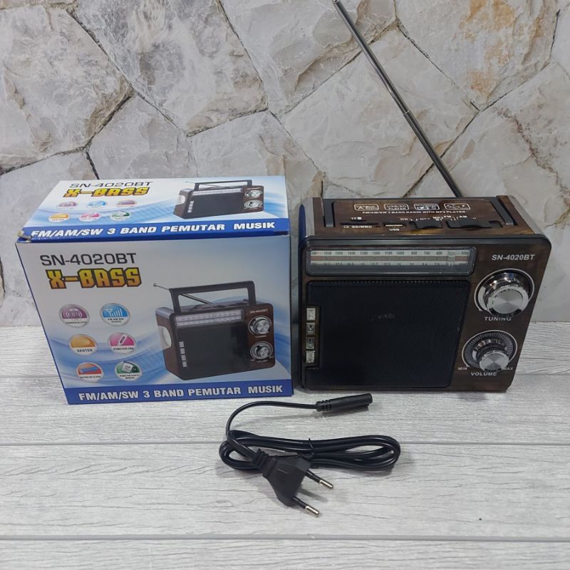 Radio Bluetooth Sonia SN-4020BT X-Bass FM/AM/SW 3BAND Pemutar Musik Radio Bluetooth Sonia SN-4020BT 