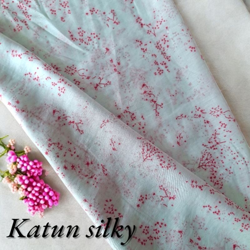 kain katun silki motif bunga ( tipis perlu furing)