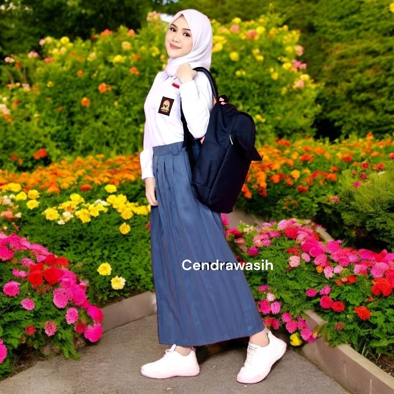 Setelan seragam sekolah SMA SMK Wanita Lengan Panjang Rok panjang bahan adem oxford,twist