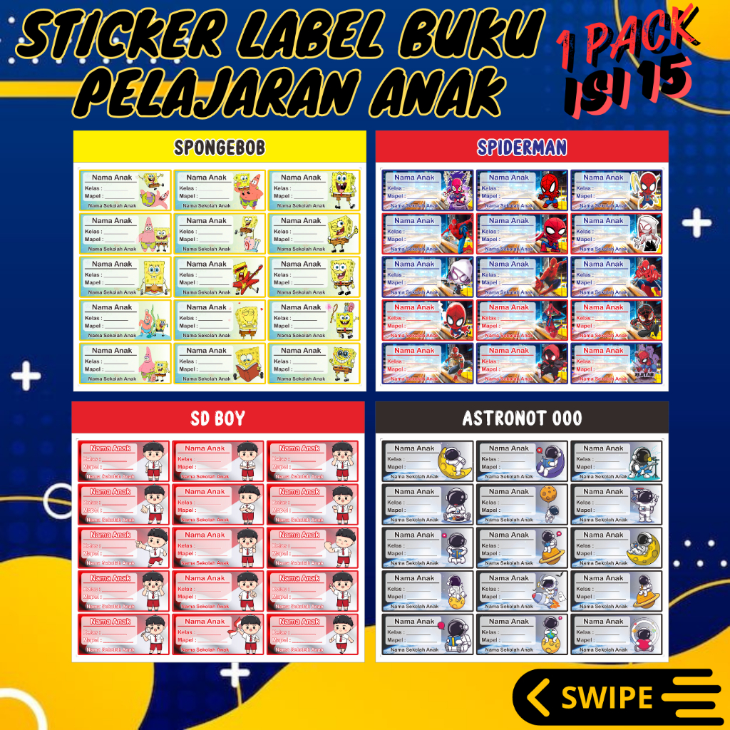 

Stiker Label Buku Pelajaran Anak / Stiker Label Custom / Stiker Label Buku
