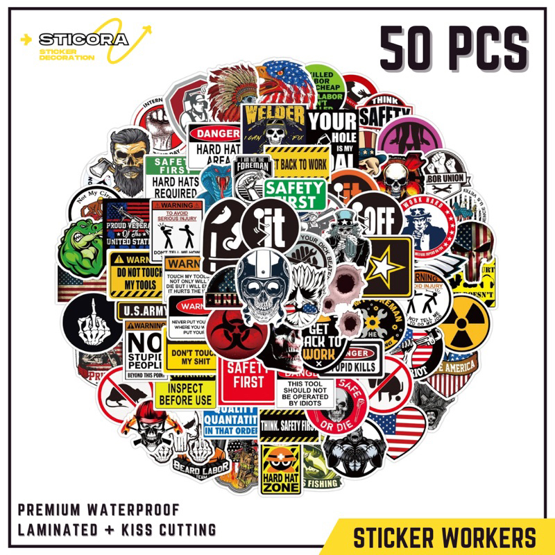 

[50 Pcs] Stiker Pack Power Supply Workers Decal Vinyl Waterproof Laminated Dekorasi Laptop Handphone Thumblr
