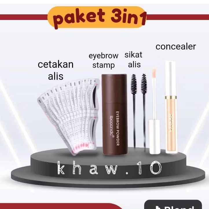 (3in1) Paket Ngalis Viral Eyebrow stamp + cetakan alis + concealer
