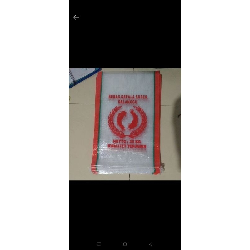 karung beras 25 kg baru cap kepala super delangu garis merah