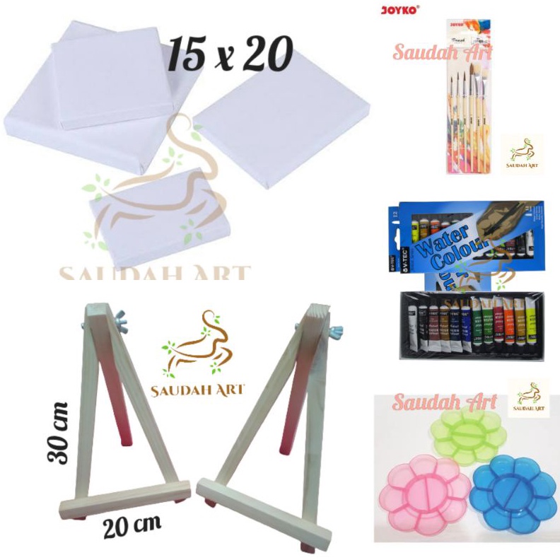 

PERFECT Paket Lukis Lengkap kanvas 15x2kuaspaletcat air 6mleasel